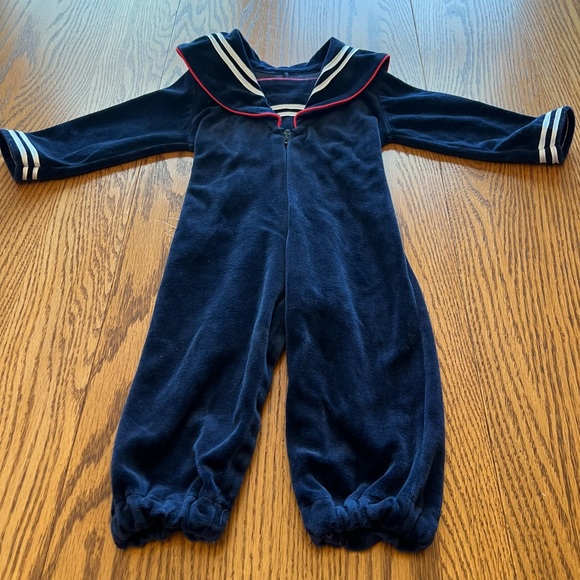Vtg Petit Jardin Baby Boy Nautical Sailor Romper M - Picture 1 of 9